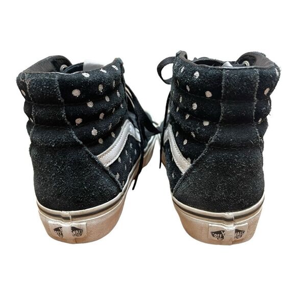 Vans Sk8-Hi Top Black Suede White Polka Dot Platform Sneakers Size 8 Skate Shoes - Picture 2 of 7